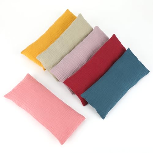 6 Pack Soft Cotton Eye Pillow Case Gauze Removable Unscented Eye Pillow Cover 9.06 x 4.53 Inches for Yoga Relaxation Sleeping Meditation Spa Migraine Relief Massage- Relaxing Colors