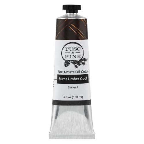 Tusc & Pine Artist Oil Paint - Burnt Umber Cool, 150 ml, Non-Yellowing, Rich & Creamy Consistency, Maximum Pigment Load, Small Batch Milled Oil Paints Made in the USA - color: Burnt Umber Cool, size: 5.07 Fl Oz (Pack of 1)