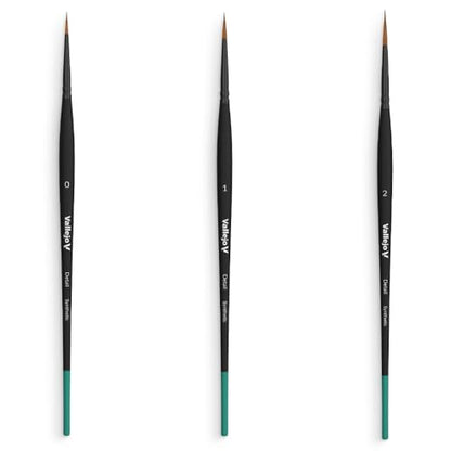 Vallejo - Detail Series Desing Set | Hobby Brush Kit | Flagged Synthetic Bristles | Sizes 0, 1, and 2 | Lightweight and Ergonomic Wooden Handles | Ideal for Acrylic Detail Work - style: Detail Series Desing Set