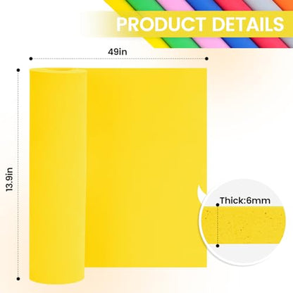 Do²ping Yellow Eva Foam Sheets roll, 6mm eva Craft Foam 49''x13.9'' High Density 86kg/m3 for Halloween Cosplay DIY project - color: Yellow, size: Thickness 6mm
