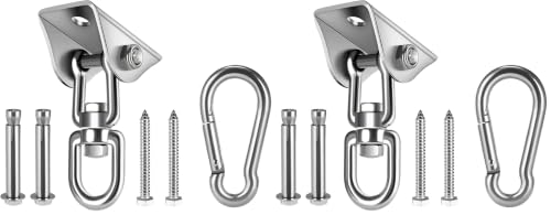 HOMPER Hammock Hanging Kit 360° Rotating Hanging Chair Hardware 1000 lb Capacity (Pack of 2) - color: Silver, size: 1 (Pack of 2)