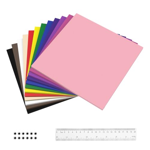 Conchpeople 72 Pack EVA Foam Sheets, 8x8in, 1mm DIY Craft Foam, 12 Colors | Soft EVA Foam, Easy to Cut for Scrapbooking, Party Decor, Handmade Projects, Versatile Craft Supply - color: 72 PACK-1MM-8x8IN