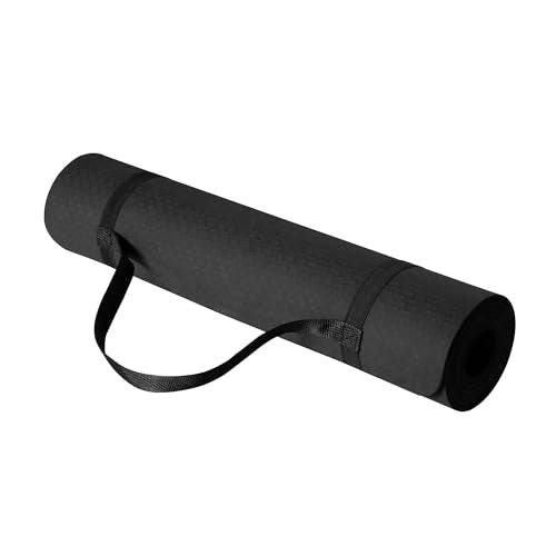 Amazon Basics 1/4 Inch Thick TPE Exercise Yoga Mat with Carrying Strap - color: Black