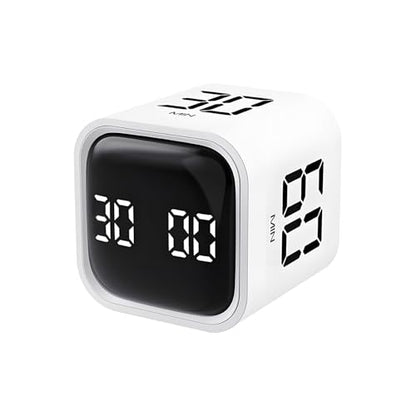 Qumox Pomodoro Timer, Cube Productivity Timer with Adjustable Sound and Vibration Alert, Ideal for Work, Office, ADHD, Study, and Tasks - 5/10/30/60 Minutes & Custom Countdown - White - color: White
