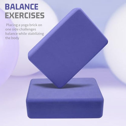 biguphate 2 Pack Yoga Blocks, 3"x6"x9" Rounded Edges Non-Slip, Yoha Bricks | Supportive Latex Free, Lightweight Ideal Pilates Block for Pilates Meditation Balance Stretching Deep Poses - color: Purple