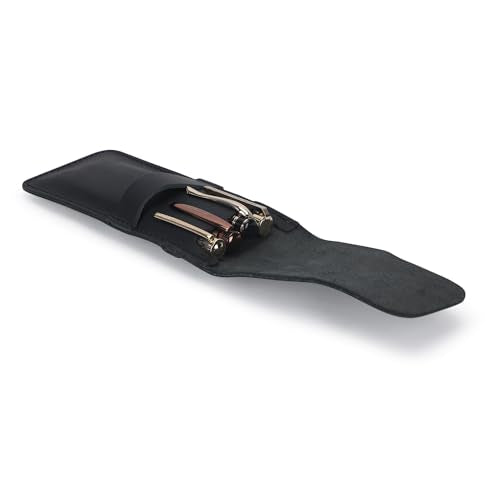 Leather Sleeve Case for Fountain Pens, Multi Holder Organizer, Handmade Full Grain Pouch, Durable Protective Cover, Classic Storage Gift (Black) - color: Black
