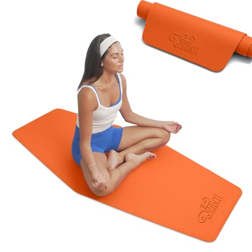 Shanti Diamond Series Yoga Mat - Diamond Shape to expand your Practise, UltraGrip surface, High dencity Cushioning for, Yoga, Pilates, Stretching & Home fitness. - color: Sunset Glow Orange