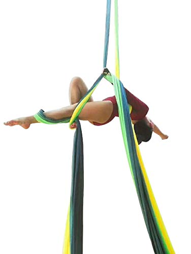 Durable Aerial Silks Starter Kit with 11-Yard Yoga Hammock & Hardware | Aerial Swing for Acrobatic Flying Yoga & All Levels, Aerial Rigging Point up to 14ft, Durable, Safe - color: Multicolor-B
