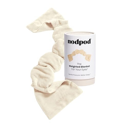 nodpod Patented Gentle Pressure Sleep Mask, Weighted Eye Mask | Patented Light Blocking Design for Sleeping, Travel & Relaxation, Bead Filled, Machine Washable, BPA-Free, Bone - color: Bone Cotton
