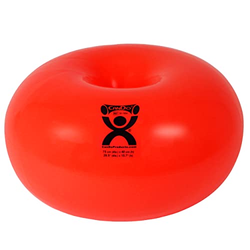 CanDo 30-1954 Donut Swiss Stability Ball for Yoga, Pilates and Balance Training, 30" Diameter, Red - style: 30-inch