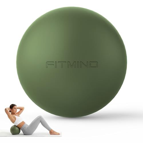 Pilates Ball 8 inch, Small Yoga Ball Extra Thick, Mini Pilates Ball with Pump, Non-Slip Surface Small Exercise Ball for Physical Therapy, Stretching, Strength & Core Training - color: Dark Green