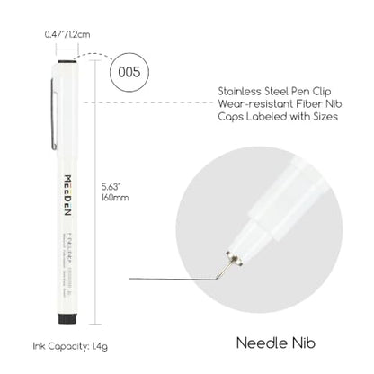 MEEDEN Micro Fineliner Drawing Pens: Fine Liner Pen 6 Pack, 0.05mm Black Waterproof Archival Ink for Technical Drawing, Sketching, Outlining, Illustration, Manga and Journaling - Needle Nip - style: 0.05mm Needle Nib