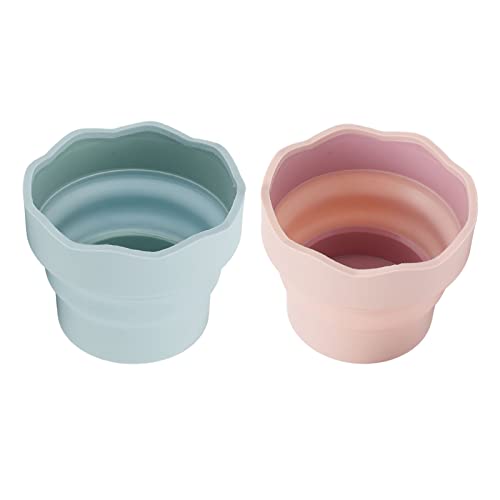 Paint Water Cup, 2 PCS Collapsible Paint Brush Washer, Watercolor Water Container, Mini Foldable Silicone Watercolor Water Container, Watercolor Brush Holder
