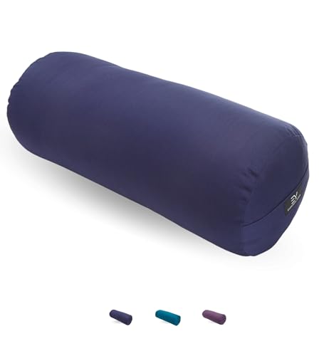 Everyday Yoga Bolster and Foam Block Set, Soft Non-Slip Surface for Stability, Balance, and Deepen Stretches - 4 Inch - True Navy