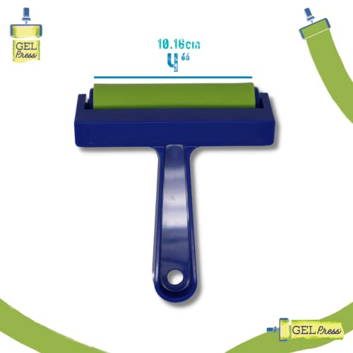 4-Inch Gel Press Rubber Brayer - for Printmaking, Scrapbooking, Paper Crafts, Home Decor & More - Blue & Green - size: 4-Inch BLUE