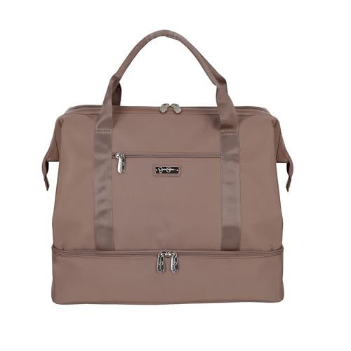 Jessica Simpson Countryside Weekender Duffel 100% Polyester Drop Bottom Bag - color: Mocha Mousse