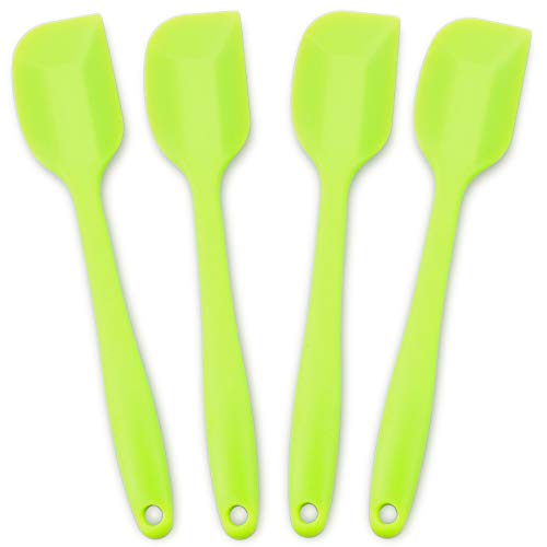 4-Piece Silicone Spatula Set with Stainless Steel Core, Green | Heat-resistant Rubber Spatulas for Nonstick Cookware, Mixing, Scraping and Baking, BPA-free Silicone, Dishwasher Safe - color: Green, size: Large
