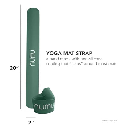 Numu Yoga Mat Strap Slap Band - Easy Snap On to Keep Exercise Mat Tightly Rolled and Secured for Yoga Mat Storage and Travel - color: Green