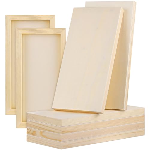Aodaer 8 Pack Wood Panels 6 x 12 Inch Wooden Panels Canvas Unfinished Craft Wood Boards Panels for Art Crafts Acrylic and Oil Painting Pouring DIY Projects - size: 6 x 12 Inch