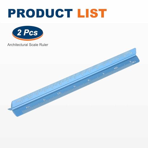 HARFINGTON 2 Pcs Architectural Scale Ruler, 7 Inch Metric Aluminum Alloy Architect Triangular Small Scale Laser-Etched Blueprint Drafting Ruler for Architects Engineers, Blue - color: Blue, size: 7 Inch
