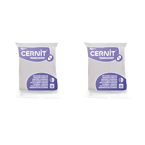 CERNIT CE9256005AMZC - A Batch of 2 Translucent Polymeric Doughs - Baking Modelling Dough - Translucent Colour - 2 x 56 g Blocks - Manufactured in Belgium - color: Translucent
