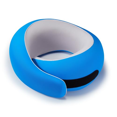 WANDER+® Travel Neck Pillow, Memory Foam Neck Pillow for Airplanes, Comfortable Breathable Cover, 360 Degree Support Ergonomic Design Best for Sleeping Plane Train Travel Essentials Max Blue - color: Blue