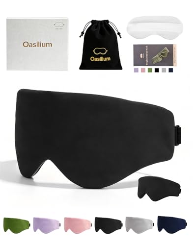Lyocell Weighted Sleep Eye Mask for Women Men, 5.3oz or 7oz, Cooling, Removable Washable Weighted Bag, Light Blocking Eye Cover, Soft Eye Shade for Travel Essentials, Office Naps, Gift,Black - color: Black