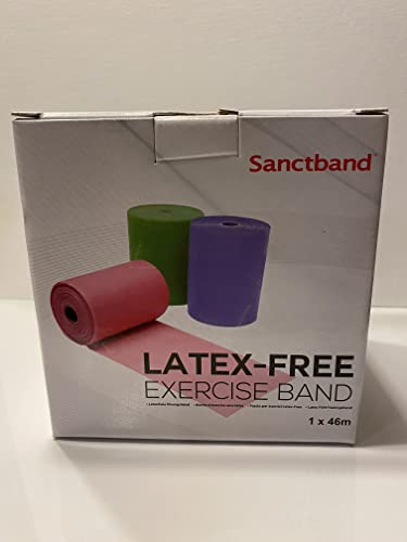 Non-Latex (Rose Level 1) Sanctband Resistance Bands 50 Yard /46 M Professional Latex Free Elastic Band for Upper & Lower Body & Core Exercise, Physical Therapy, Pilates, Workout, & Rehab