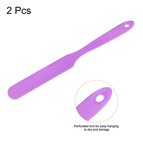 HARFINGTON 2Pcs Silicone Spatula Scraper 9.45" Reusable Non-Stick Flexible Spatulas for Epoxy Resin Liquid Paint Arts DIY Crafts, Purple - color: Purple