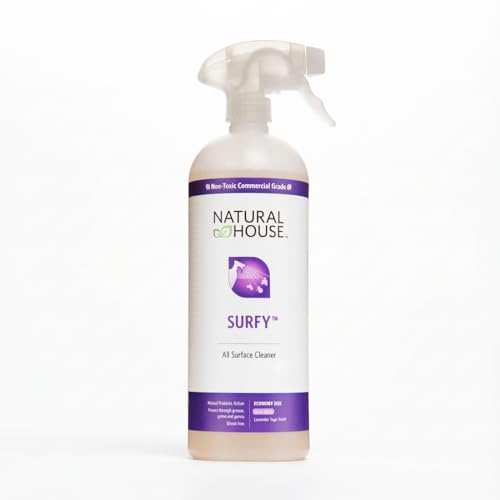 Natural House Surfy - Plant-Based Enzyme All-Purpose Cleaner Spray - Multi-Surface Formula - Septic-Safe, Plumbing-Friendly - Lavender Sage Scent - 32 oz