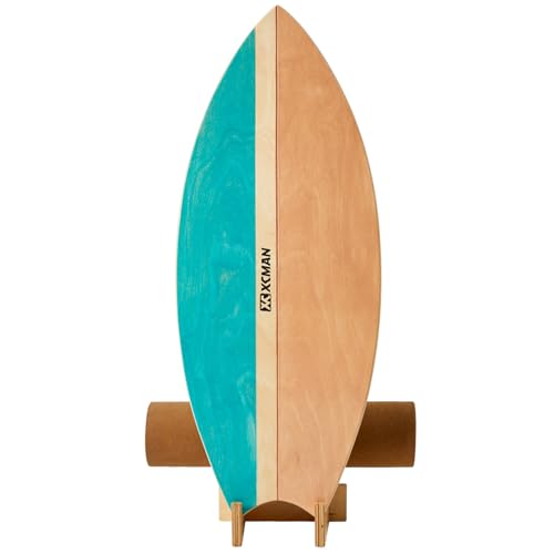 XCMAN Surf Balance Board Trainer with Roller Wooden Exercise Balancing Stability Trainer - Non Slip Surface for Adults Kids|Balance Board for Surfing,Snowboarding,Skateboarding,Hockey,Yoga Training - color: Rocket Green