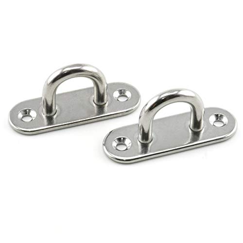 2-Pack M6 Strip Type Eye Plate with Enclosed Hook 304 Stainless Steel Heavy Duty Ceiling & Wall Mount Hanging Hardware Fitting for Yoga Hammock Swing Marine Boat Application - size: Strip - M6