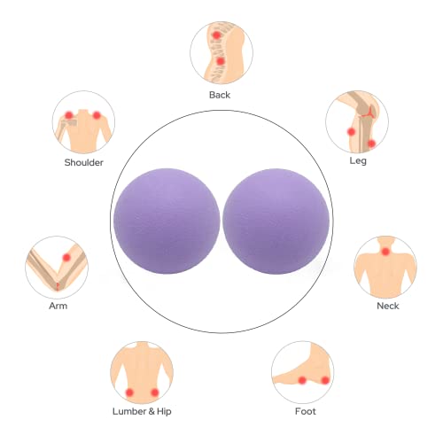 Hard Lacrosse Ball Massage Ball Therapy. Firm Trigger Point Massager Tool for Deep Tissue Yoga Physiotherapy Myofascial Release Muscle Relax Plantar Fasciitis Pain Relief (2 Pack) (Purple) | For Trigger Point Deep Tissue Myofascial Release Muscle Relax Pl