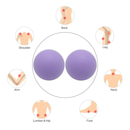 Hard Lacrosse Ball Massage Ball Therapy. Firm Trigger Point Massager Tool for Deep Tissue Yoga Physiotherapy Myofascial Release Muscle Relax Plantar Fasciitis Pain Relief (2 Pack) (Purple) | For Trigger Point Deep Tissue Myofascial Release Muscle Relax Pl