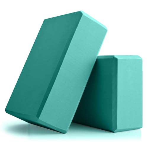 Yoga Blocks 2 Pcs, 9"x6"x3" Yoga Brick Foam Blocks EVA Foam Block Yoga Props Accessories for Yoga Pilates Stretching and Meditation - color: Light Blue