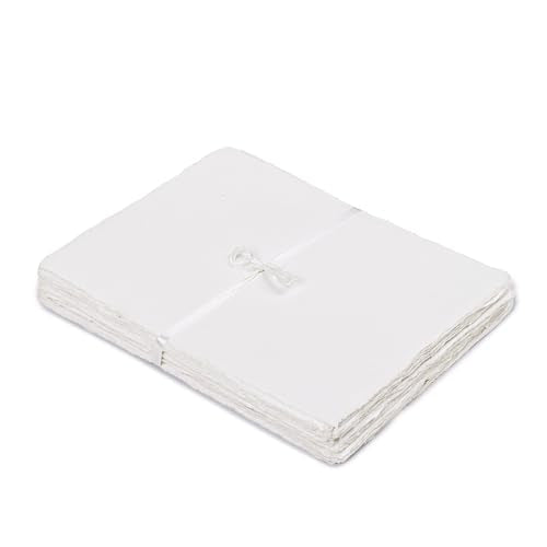 LEATHER VILLAGE Watercolor Paper- 7 X 10 inches - 20 Sheets Watercolor Paper for Drawing, Sketching, Painting & Crafts - 150 GSM Thick Deckle Edge Virgin Cotton Handmade Paper - White - color: White, size: 7 X 10 Inch