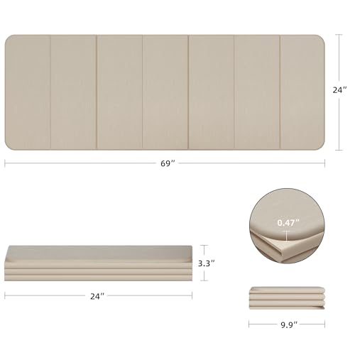 WEILA 1/2 Inch 70"x24" Foldable TPE Yoga Mat, Thick Non Slip Pilates Mat - color: Cinnamon