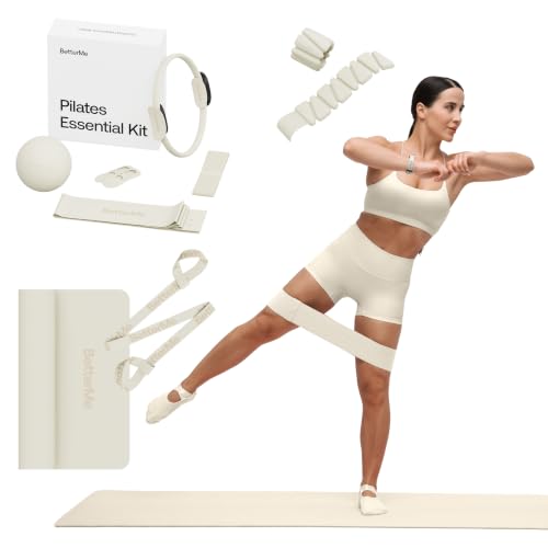 BetterMe Pilates Essential Kit with Yoga Mat and Adjustable Weight Bands - Pilates Ring, Resistance Bands, Pilates Ball, Grip Socks, Non-Slip Exercise Mat with Strap, Ankle Weights & Wrist Weights