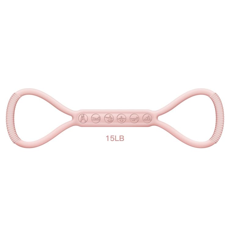 2026 Upgraded Figure 8 Resistance Band for Physical Therapy, Shoulder Back Arm Exercise Bands, 3 Resistance Levels for 15 25 35lb for Kids Adult Elderly - color: 15LB Pink