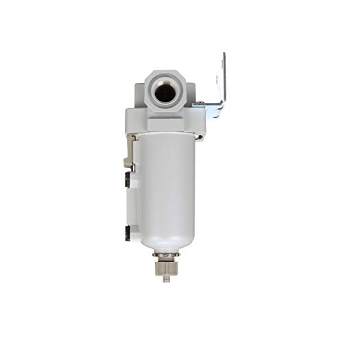 PneumaticPlus SAF400-N04B-MEP Compressed Air Particulate Filter 1/2" NPT | 10 Micron Element, 211 SCFM, 1/2" NPT, Metal Bowl, Manual Drain, 250 PSI Max, Mounting Bracket Included - style: Metal Bowl - Manual Drain