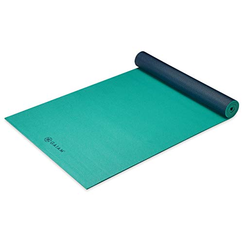 Gaiam Yoga Mat, Solid Color Non-Slip, 6mm - color: Vibrant Viridian, size: 68"L x 24"W x 6mm Thick