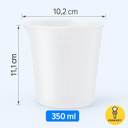 4-Pack Silicone Measuring Cups for Resin – 600ml, 350ml, 250ml Reusable Non-Stick Mixing Cups with Accurate Scale for Crafts, Baking, and DIY Projects - COOKKEY