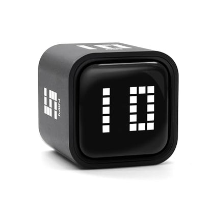Rotating Productivity Timer, 5, 10, 30, 60 Minute Presets, Desk Cube | Gravity sensor with mute function; ADHD-friendly for work, study, kitchen and back to school - color: Blackb