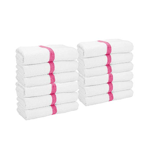 Arkwright White Bath Gym Towel - Pack of 6 - Bulk 100% Cotton Soft Quick Dry Sweat Absorbent Hotel Quality Towels for Workout, Bathroom, Spa, Pool, 22 x 44 in, Pink - color: Pink, size: 22 x 44 in. (6 Pack)
