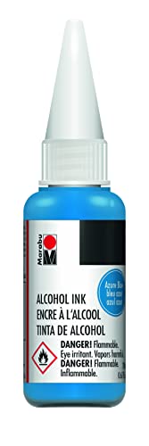 Marabu Alcohol Ink - Azure Blue - Dive into the Alluring Depths of the Sea, Immersing Yourself in the Limitless Expanse of Sky and Ocean - 20ml Bottle