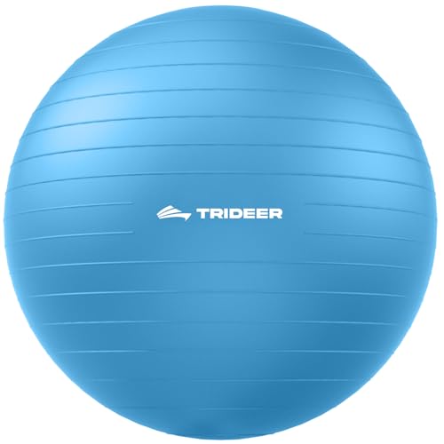 Trideer Yoga Ball for Exercise, Pilates, Core & Balance Training, Stability Ball for Pregnancy & Birthing Prep, Physical Therapy, Daily Stretching, Office Chair for Active Sitting, Quick Pump Included - color: Sapphire blue, size: L(23-26ines/58-65cm)