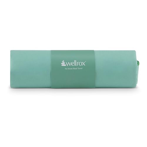 Wellrox Microfiber Yoga Hand Towel – Super Soft, Quick-Dry, Non Slip Yoga Towel for Hot Pilates, Gym & Workouts (26.5" x 16", Green) - color: Green