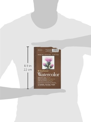 Strathmore 400 Series Tape Bound Watercolor Pad, 140 lb. Cold Press, 5.5 X 8.5 inches, White, 12 Sheets (298-103) - size: 5.5 x 8.5 inches, style: Tape Binding