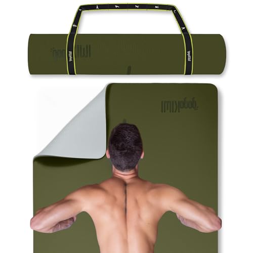 Gogokiwi Extra Wide Yoga Mat for Men Women (72"L x 36"W) Non Slip Fitness & Exercise Mat with Alignment Marks for Yoga, Pilates, Floor Workouts - color: Olive Green, size: Extra Cushion (1/2 Inch Thick)