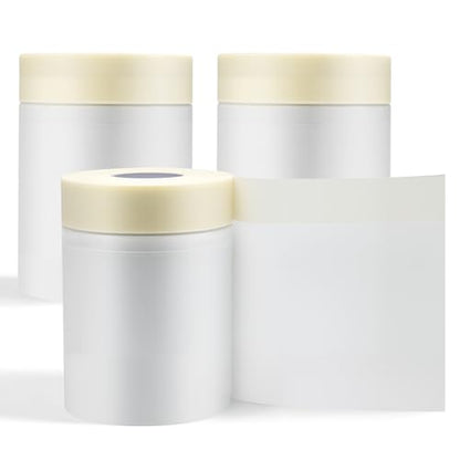Lichamp Plastic Cover for Painting, Pre-Taped Masking Film, 22 inch x 88 feet x 3 Rolls (264 feet Total), Painters Plastic with Tape, Advanced Masking Tape Film